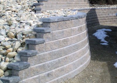 Allan Block Walls - earth tone color with charcoal caps