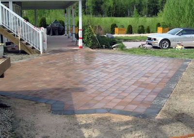 Larger square shaped patio for entertaining guests.