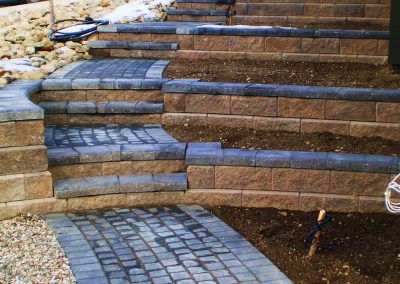 Multi level stairs & planters.